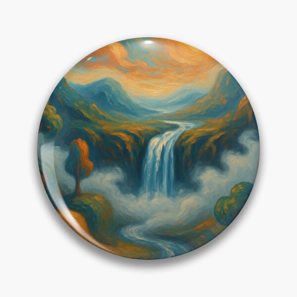 Item preview, Impressionist Waterfall - Golden Sun Canyon Painting designed and sold by Nexus Space.