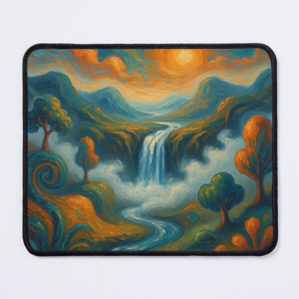 Item preview, Impressionist Waterfall - Golden Sun Canyon Painting designed and sold by Nexus Space.