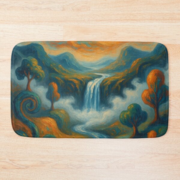 Item preview, Impressionist Waterfall - Golden Sun Canyon Painting designed and sold by Nexus Space.