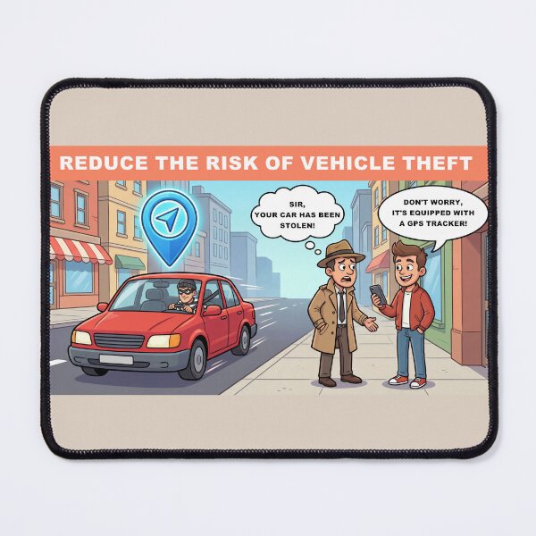Item preview, Reduce Vehicle Theft Risk – Funny GPS Car Tracking and Anti-Theft Cartoon 6 designed and sold by WordPlayStudio.