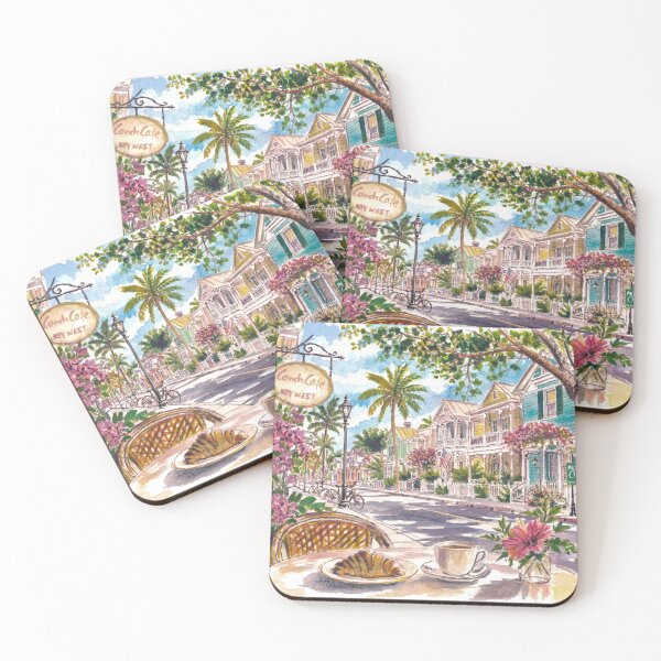 Item preview, Key West Duval Street Watercolor – Conch Cafe Street Scene, Florida Travel Gift designed and sold by artshop77.