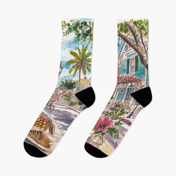 Item preview, Key West Duval Street Watercolor – Conch Cafe Street Scene, Florida Travel Gift designed and sold by artshop77.