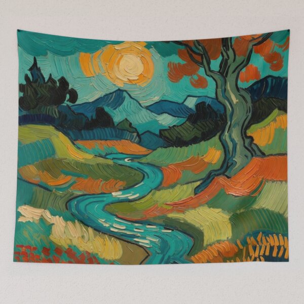 Item preview, Autumn River - Impasto Impressionist Landscape Painting designed and sold by Nexus Space.