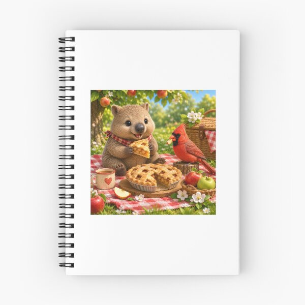 Item preview, Autumn orchid picnic with sweet wombat and cardinal bird designed and sold by QuirkNest Studio .