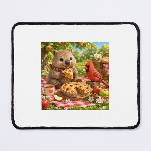 Item preview, Autumn orchid picnic with sweet wombat and cardinal bird designed and sold by QuirkNest Studio .