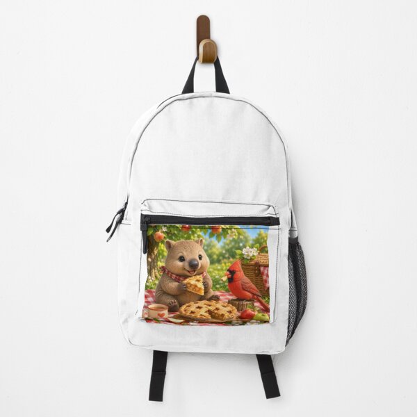 Item preview, Autumn orchid picnic with sweet wombat and cardinal bird designed and sold by QuirkNest Studio .