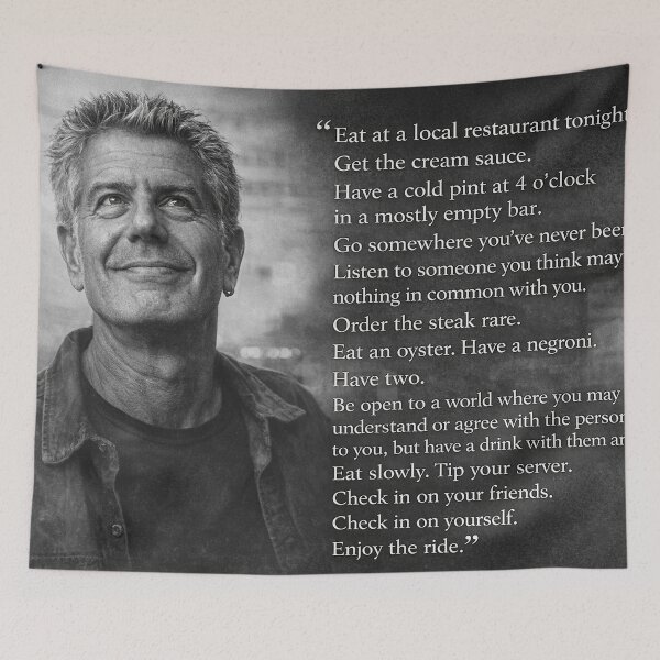 Item preview, Anthony Bourdain famous Quote designed and sold by LuluLeb.