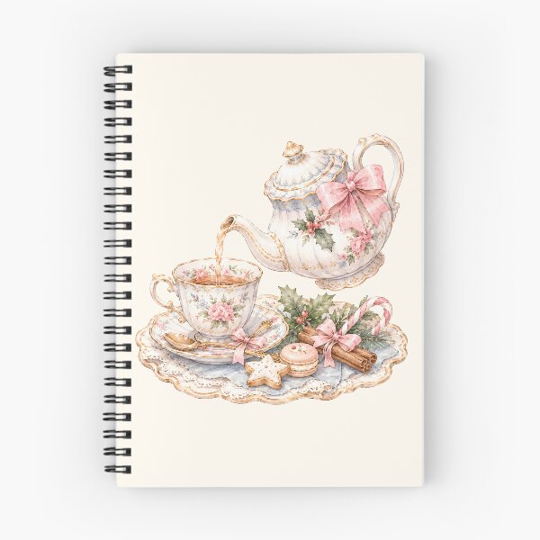 Item preview, Vintage Christmas Tea Time Watercolor | Elegant Floral Teapot & Cozy Holiday Tea designed and sold by looplandger.