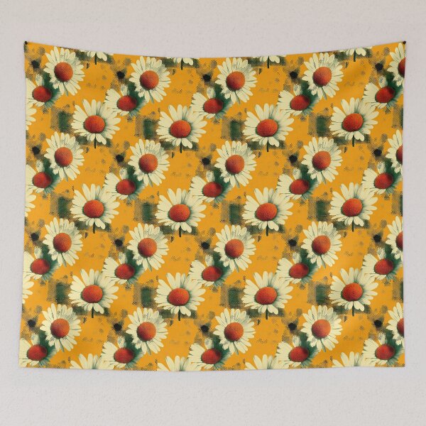 Item preview, Large Retro Daisies With Halftone Dot Pattern designed and sold by igraphixart.