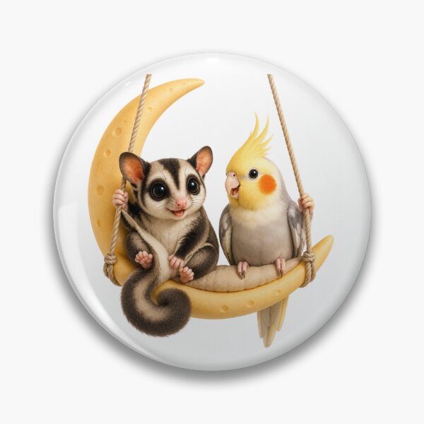 Item preview, Dreamy moon swing night with sugar glider and cocktail bird designed and sold by QuirkNest Studio .