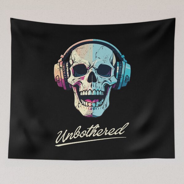 Item preview, Unbothered Skull and Headphones designed and sold by threadsjam.