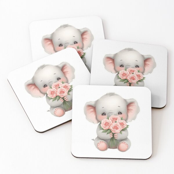 Item preview, A Sweet Charming Baby Elephant - Romantic Pastel Pink designed and sold by DigitfanStudio.