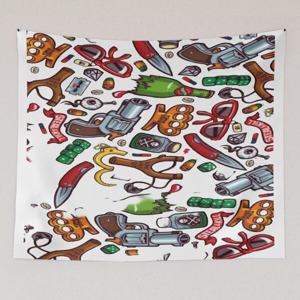 Item preview, Retro Gangster Motif - Weapons, Crime and Street Art Comic Book Style (Mint Green) designed and sold by RAYBIL.