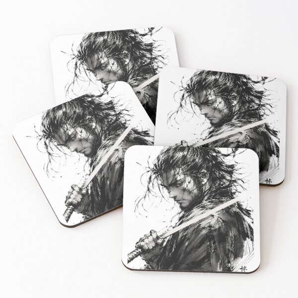 Item preview, Wandering Swordsman Ink Sketch Cross-Hatch Samurai Portrait designed and sold by MouradStudio.