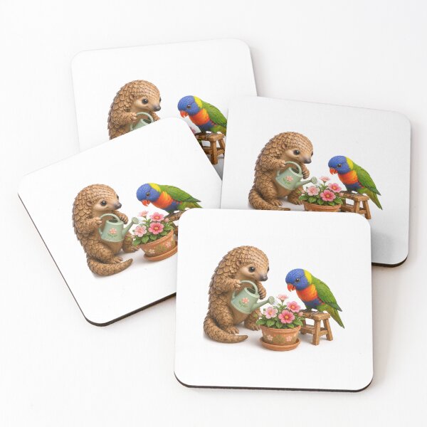 Item preview, Colorful Garden helpers caring for blooming spring flowers  designed and sold by QuirkNest Studio .