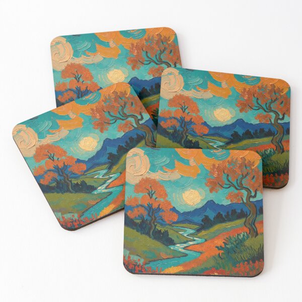 Item preview, Autumn Valley - Textured Impasto Landscape Painting designed and sold by Nexus Space.