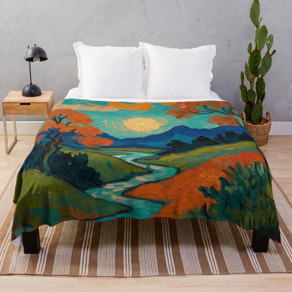 Item preview, Autumn Valley - Textured Impasto Landscape Painting designed and sold by Nexus Space.