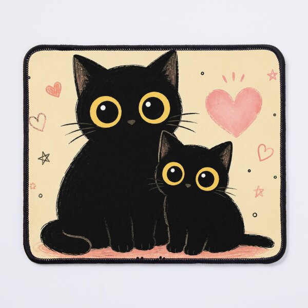 Item preview, Cute Black Cat Family Art | Kawaii Cat Illustration | Adorable Cat Lover Wall Decor designed and sold by AbstractAuraArt.
