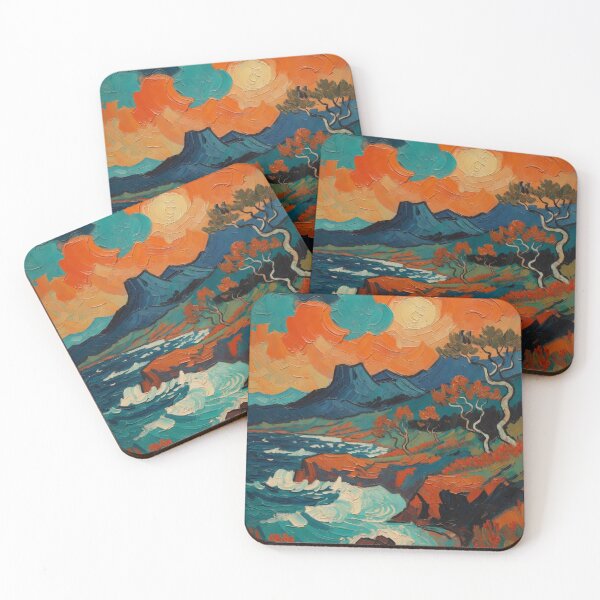 Item preview, Coastal Cliffs Painting - Impasto Ocean Seascape Art designed and sold by Nexus Space.