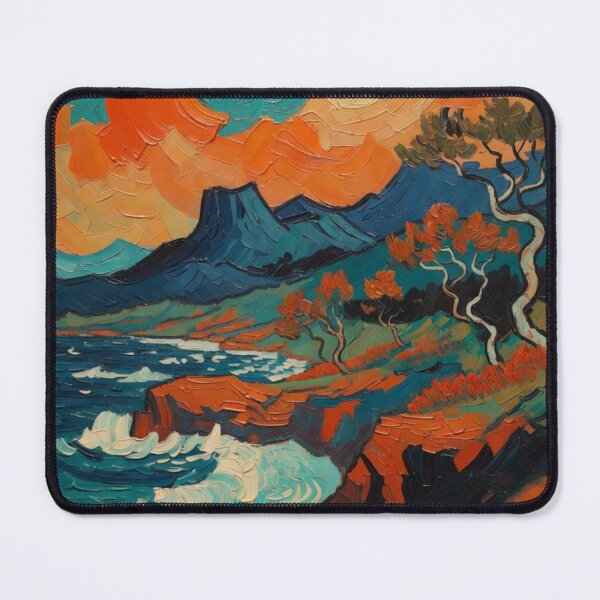 Item preview, Coastal Cliffs Painting - Impasto Ocean Seascape Art designed and sold by Nexus Space.