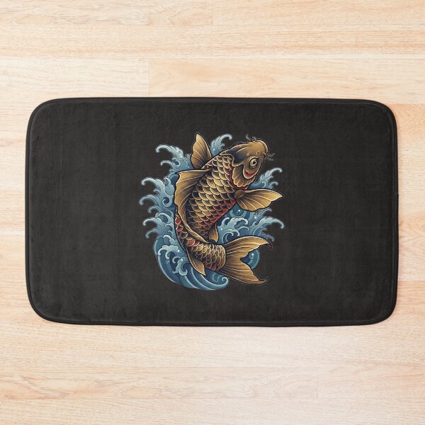 Item preview, Golden Koi Fish Japanese Tattoo | Traditional Irezumi Waves Art designed and sold by Neo Tokio.