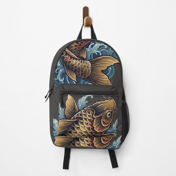 Item preview, Golden Koi Fish Japanese Tattoo | Traditional Irezumi Waves Art designed and sold by Neo Tokio.