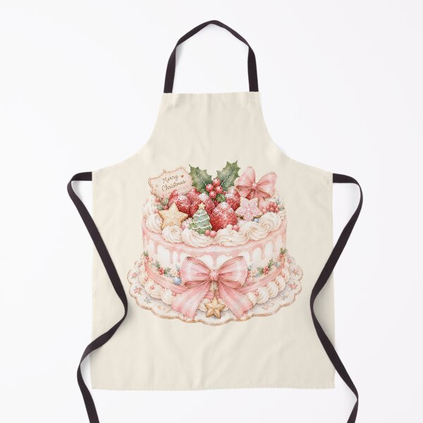 Item preview, Vintage Christmas Strawberry Cake Watercolor | Festive Holiday Dessert with Pink Bow designed and sold by looplandger.