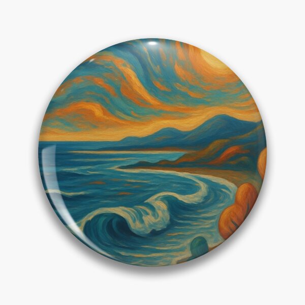 Item preview,  Impressionist Seascape - Golden Sun Ocean Wave Painting designed and sold by Nexus Space.