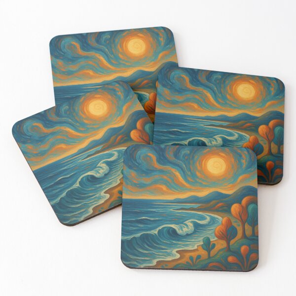 Item preview,  Impressionist Seascape - Golden Sun Ocean Wave Painting designed and sold by Nexus Space.