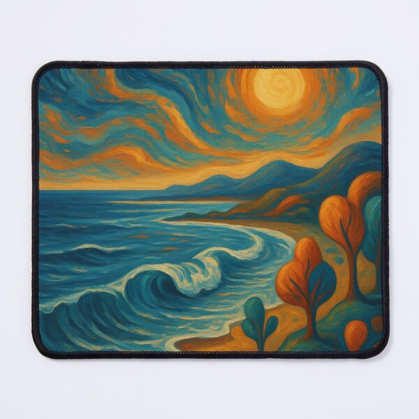 Item preview,  Impressionist Seascape - Golden Sun Ocean Wave Painting designed and sold by Nexus Space.