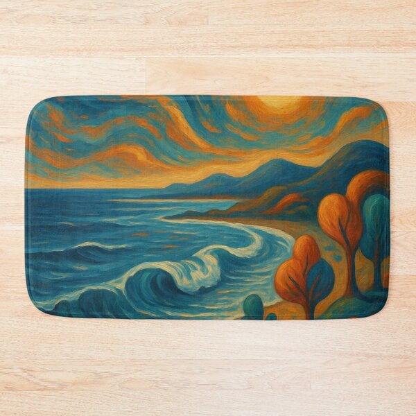 Item preview,  Impressionist Seascape - Golden Sun Ocean Wave Painting designed and sold by Nexus Space.