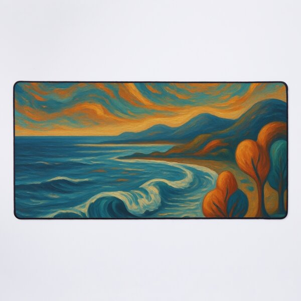 Item preview, Impressionist Seascape - Golden Sun Ocean Wave Painting designed and sold by Nexus Space.