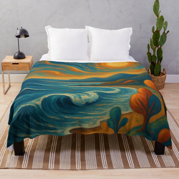 Item preview, Impressionist Seascape - Golden Sun Ocean Wave Painting designed and sold by Nexus Space.