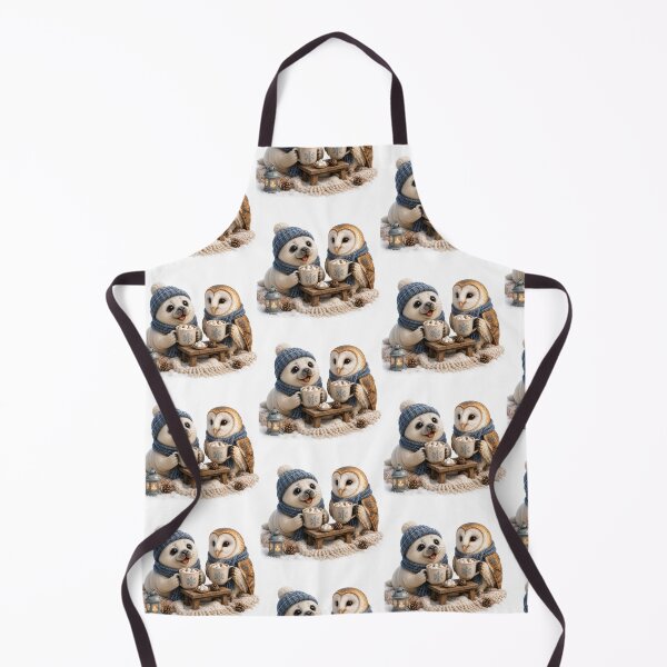 Item preview, Warm winter cocoa time with baby seal and barn owl friends designed and sold by QuirkNest Studio .