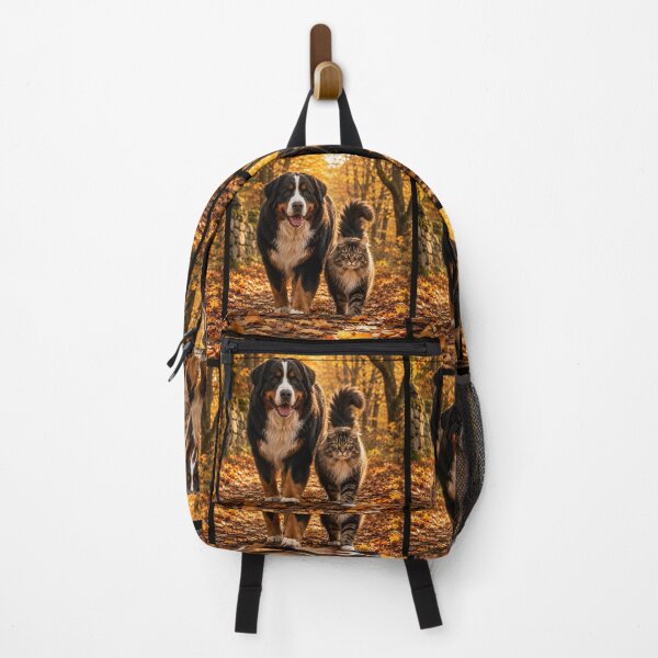 Item preview, Bernese Mountain Dog and Cat Autumn Walk designed and sold by BagFactoryUK.