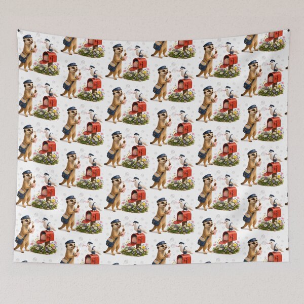 Item preview, Whimsical mail delivery with meerkat, dove and floating bubbles  designed and sold by QuirkNest Studio .
