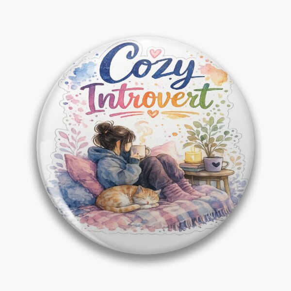 Item preview, Cozy Introvert | Watercolor Cozy Cat Aesthetic Sticker designed and sold by Genzfirevibes.