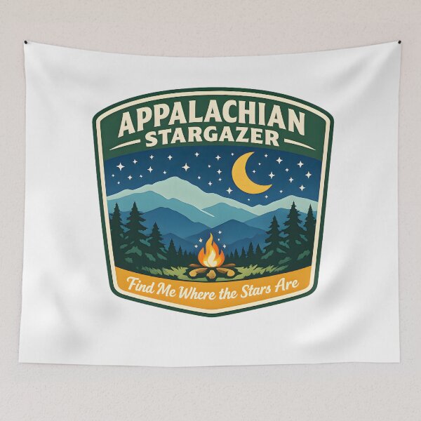 Item preview, Appalachian Stargazer | Retro Camping & Mountain Night Sky Badge designed and sold by jahiggin.