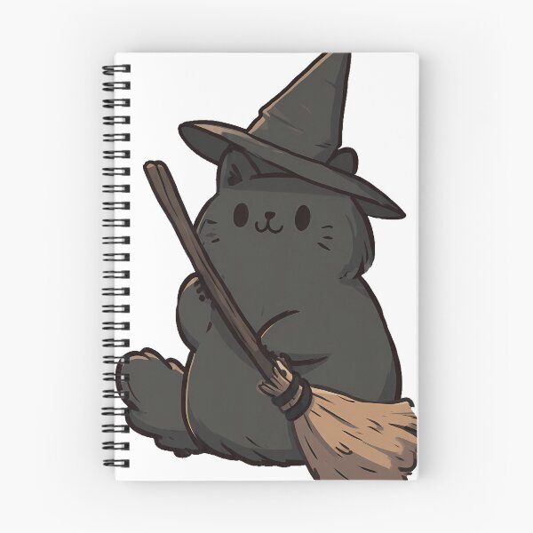 Item preview, Black Cat Witch Hat Broom Icon designed and sold by IllumeInk.