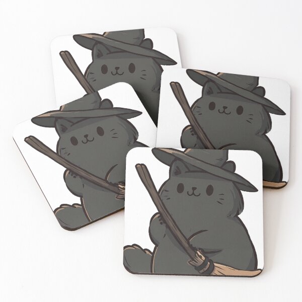 Item preview, Black Cat Witch Hat Broom Icon designed and sold by IllumeInk.