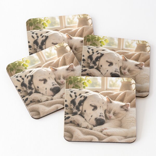 Item preview, Sleeping Dalmatian and White Cat Best Friends designed and sold by BagFactoryUK.