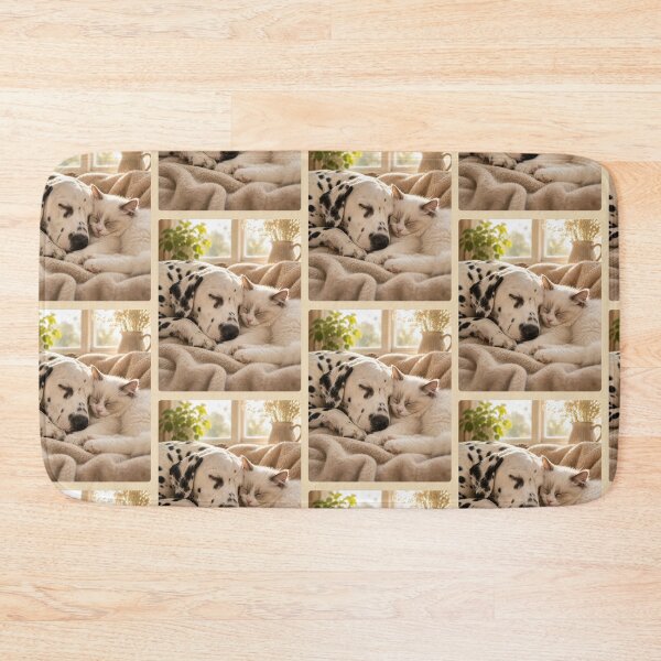 Item preview, Sleeping Dalmatian and White Cat Best Friends designed and sold by BagFactoryUK.