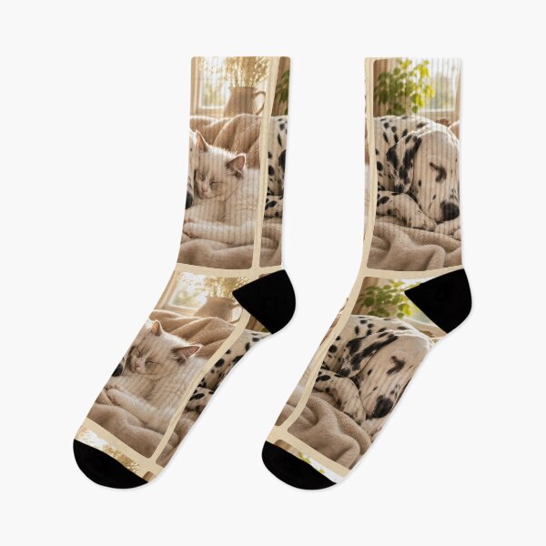 Item preview, Sleeping Dalmatian and White Cat Best Friends designed and sold by BagFactoryUK.