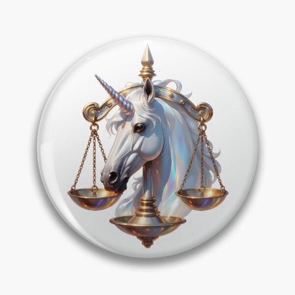 Item preview, Libra Unicorn Gold Scales Pearl White Elegant Zodiac Art designed and sold by Zodiac Celestial Art.