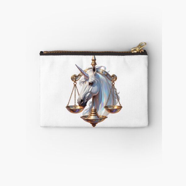 Item preview, Libra Unicorn Gold Scales Pearl White Elegant Zodiac Art designed and sold by Zodiac Celestial Art.