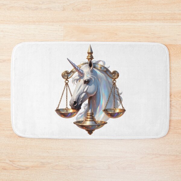 Item preview, Libra Unicorn Gold Scales Pearl White Elegant Zodiac Art designed and sold by Zodiac Celestial Art.
