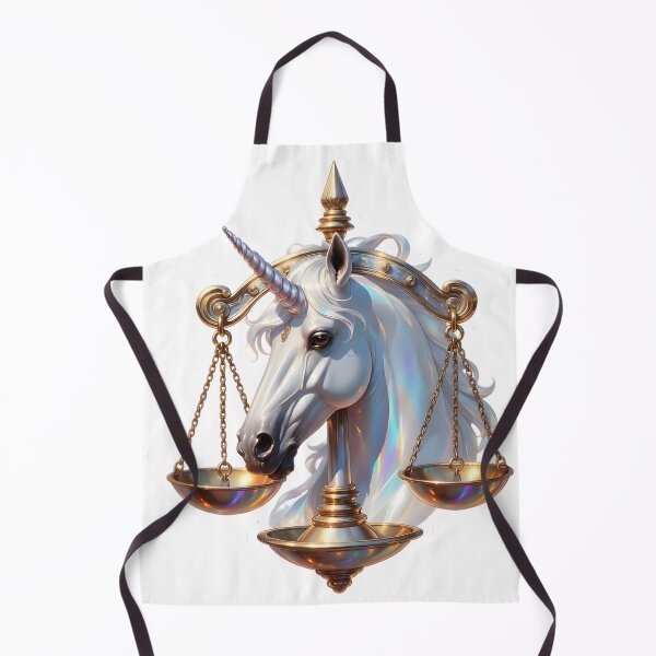 Item preview, Libra Unicorn Gold Scales Pearl White Elegant Zodiac Art designed and sold by Zodiac Celestial Art.
