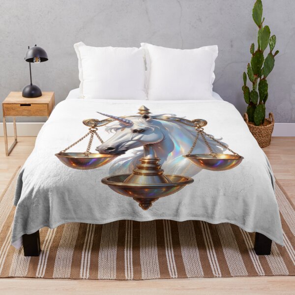 Item preview, Libra Unicorn Gold Scales Pearl White Elegant Zodiac Art designed and sold by Zodiac Celestial Art.