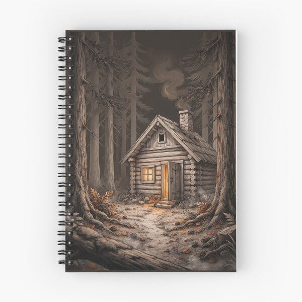 Item preview, Cozy Woodland Log Cabin | Rustic Forest Retreat | Cabincore Nature Illustration designed and sold by PatsiRose.