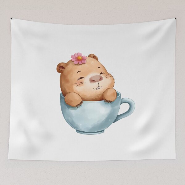 Item preview, Cute Capybara Relaxing in Coffee Cup Kawaii Animal Watercolor T-Shirt designed and sold by Kavya Art.